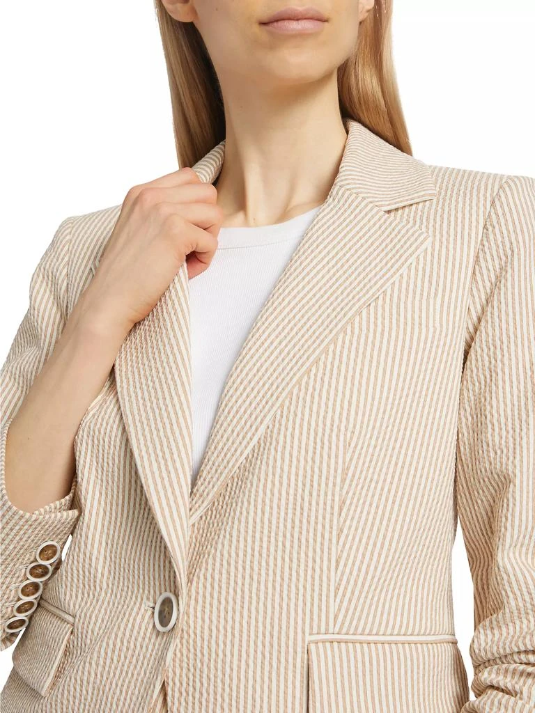 VERONICA BEARD Aaliyah Dickey Seersucker Ruched Blazer 6