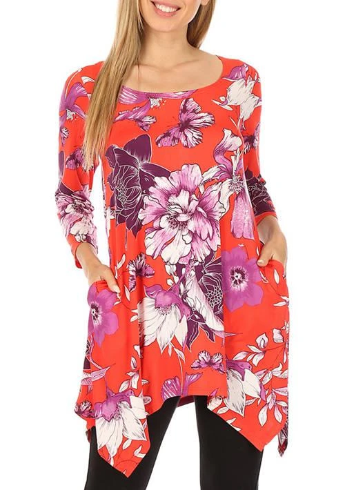 White Mark Mark Womens Floral Tunic Top 1
