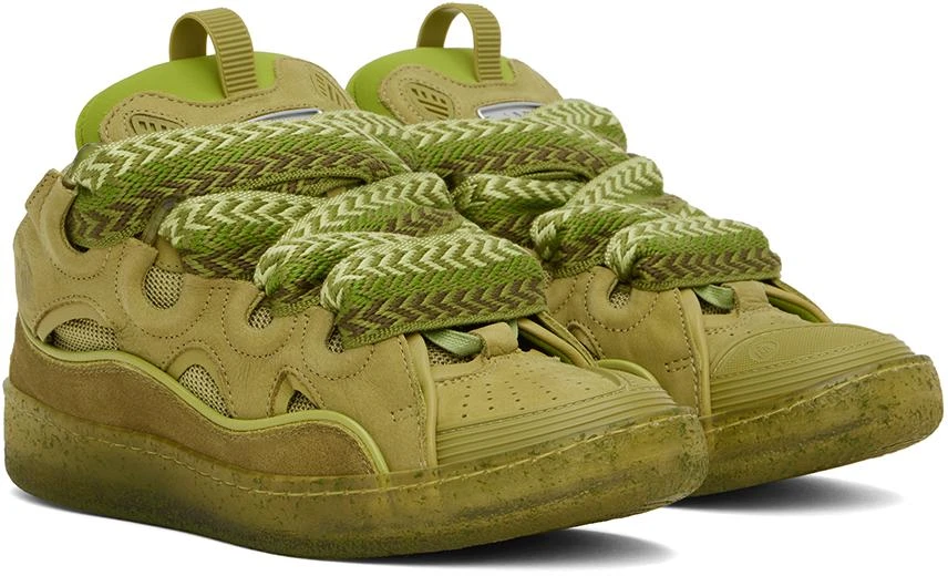 Lanvin Green Leather Curb Sneakers 4