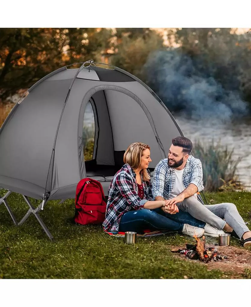 Mecale 2-Person Foldable Camping Cot Tent Combo, Off-Ground Sleeping Shelter for Adults 2