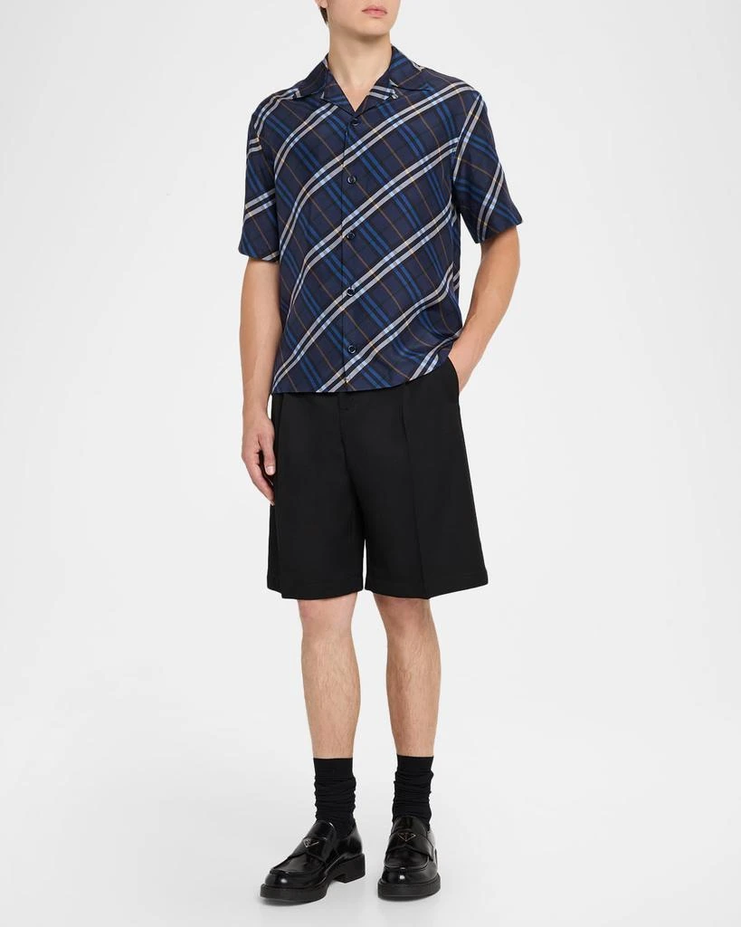 Burberry Men
s Diagonal Check Short-Sleeve Shirt 2