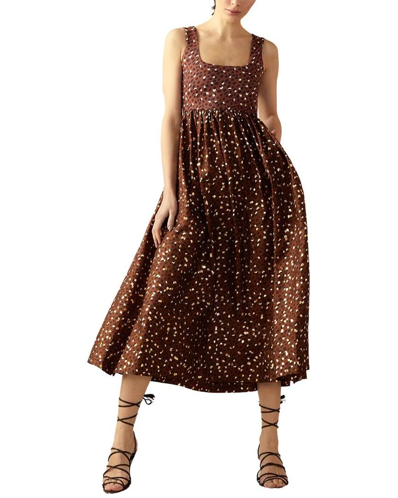 Cynthia Rowley Gold Foil Silk-Trim Isla Dress 1