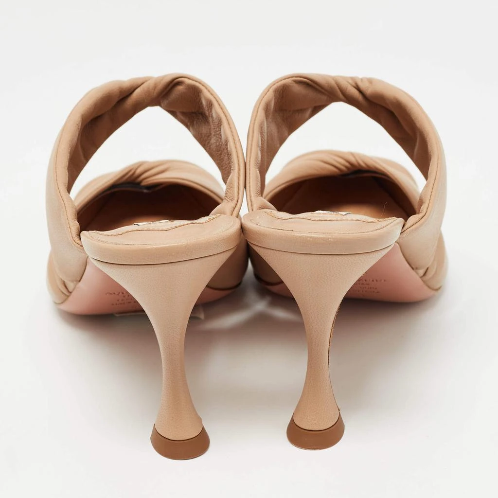 Aquazzura Aquazzura Beige/Black Leather and Grosgrain Twist Puffy Mules Size 41 5