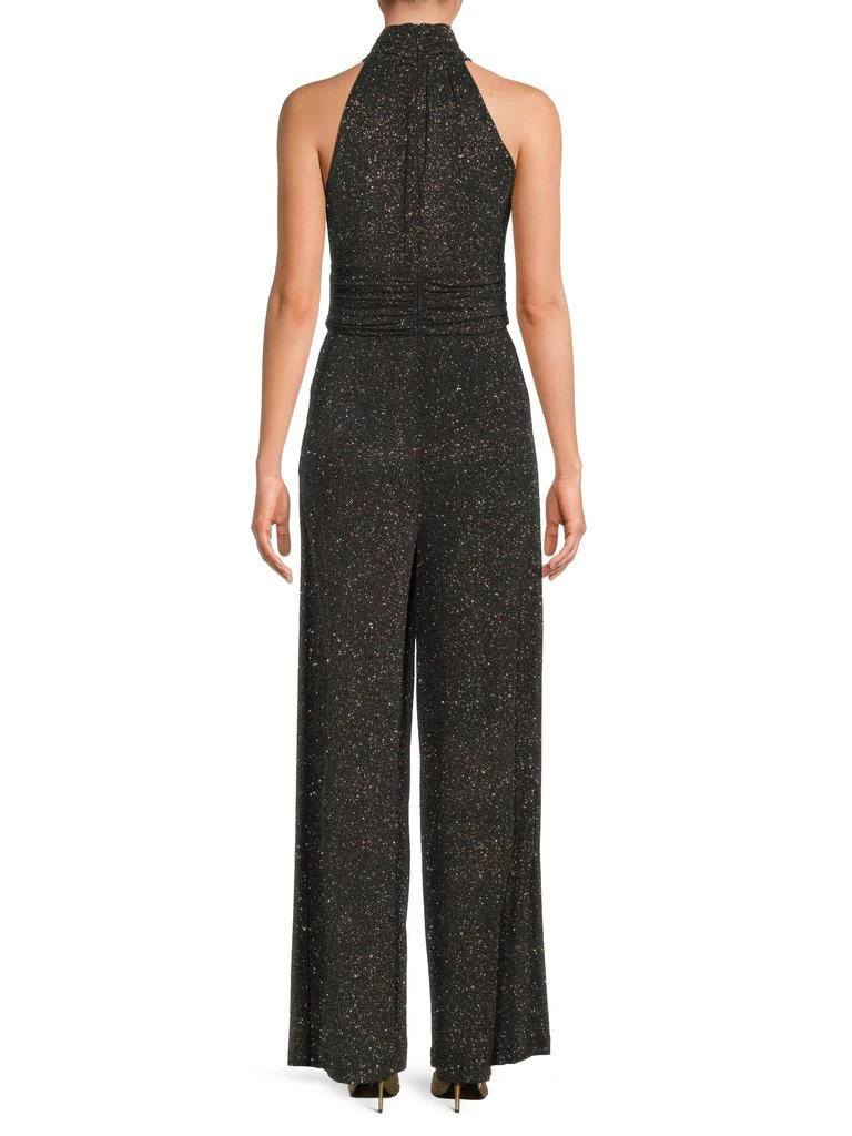 slim fit dress slacks Women's Queen of Compliments Metallic Glitter Jumpsuit in Black/Gold