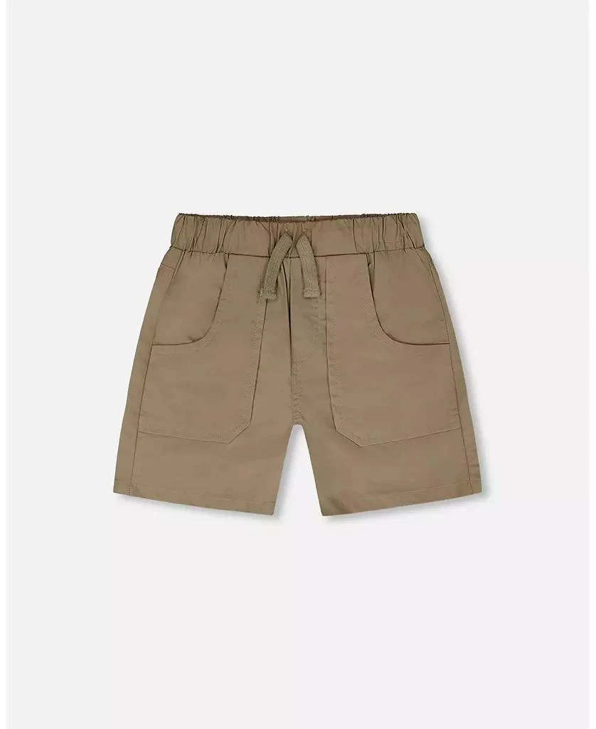 Deux par Deux Toddler Boys Parachute Shorts with Patch Pockets Beige