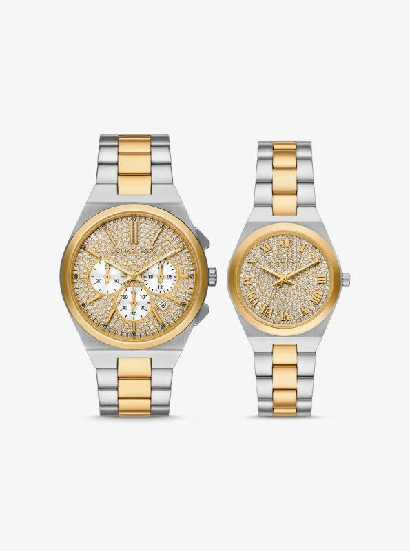 Michael Kors Lennox His and Hers Pavé Two-Tone Watch Set 1