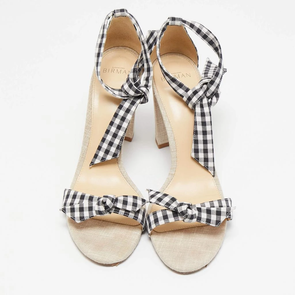 Alexandre Birman Alexandre Birman Grey/White Canvas and Fabric Ankle Strap Sandals Size 42 3