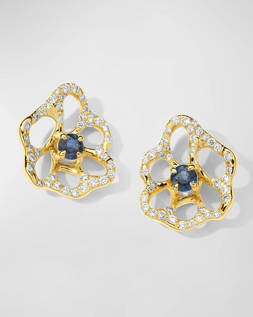 Ippolita 18K Stardust Drizzle Mini Flower Stud Earrings with Blue Sapphire and Diamonds