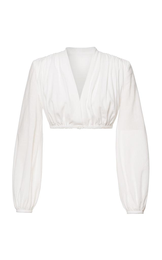 Lena Hoschek Lena Hoschek - Elva Cropped Cotton-Blend Top - White - L - Moda Operandi