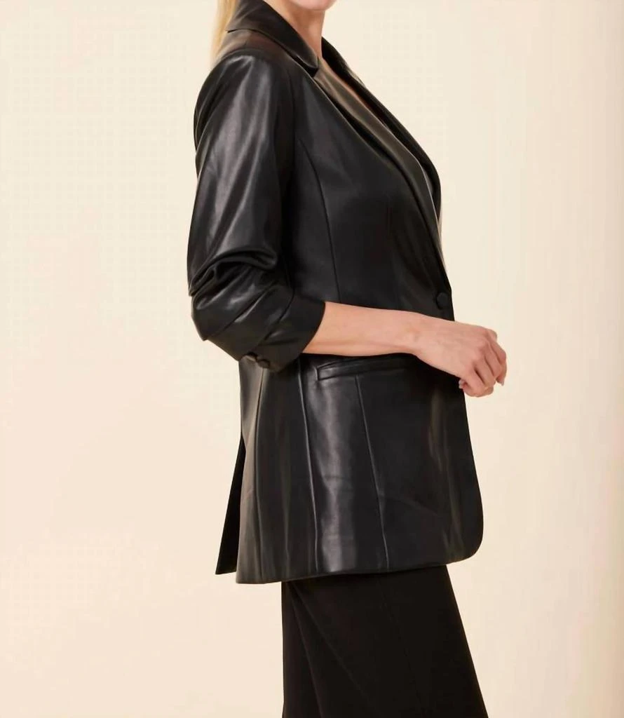 DOLCE CABO Dolce Cabo - Leather Ruched Sleeve Blazer 2