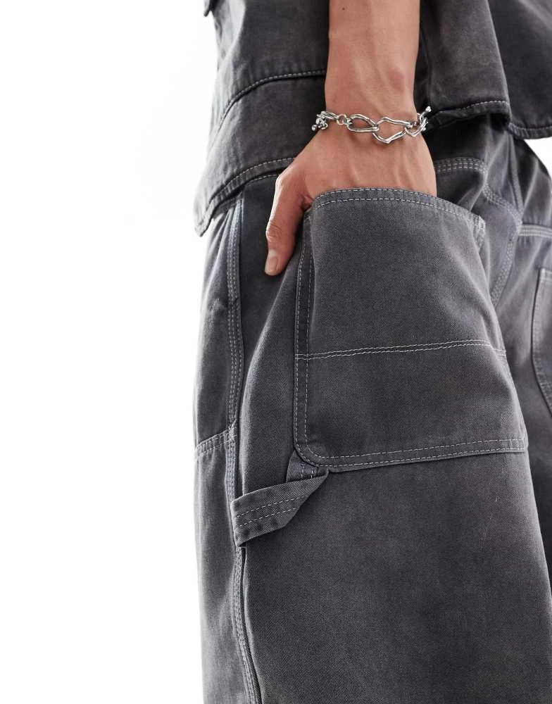 COLLUSION COLLUSION X002 baggy carpenter jeans in washed grey - LBLUE 2