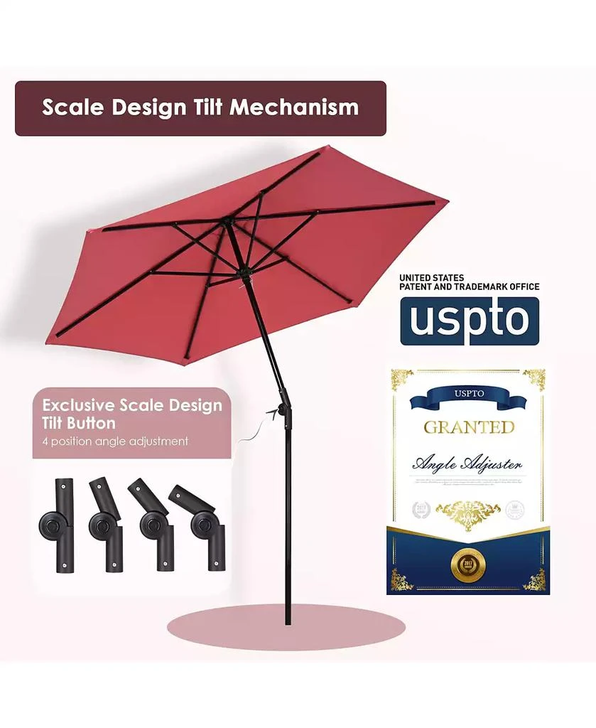 Yescom 7.5 Ft Outdoor Patio Umbrella 6 Ribs with Scale Tilt Button Strap UV30+ Sunshade Garden Parasol for Yard Deck Market Pool Red 4