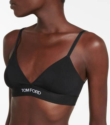 Tom Ford Logo stretch-jersey triangle bra 4