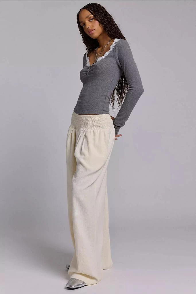 Kimchi Blue Kimchi Blue Caroline Smocked Wide Leg Linen-Blend Pant 3