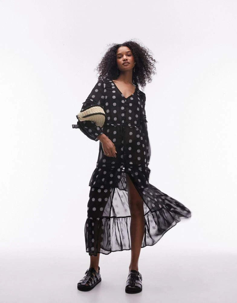 Topshop Topshop embroidered maxi beach dress in black 1