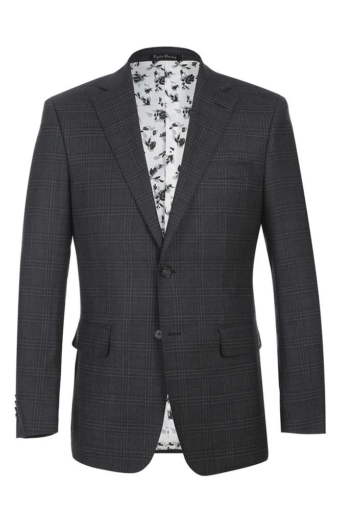 English Laundry Plaid Trim Fit Notch Lapel Wool Blend Two-Piece Suit 8