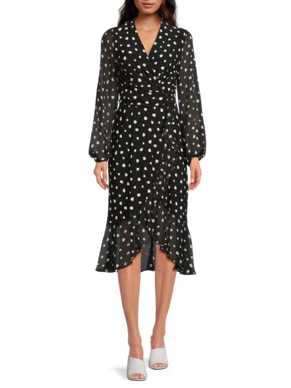 Tommy Hilfiger Polka Dot Midi Faux Wrap Dress 1