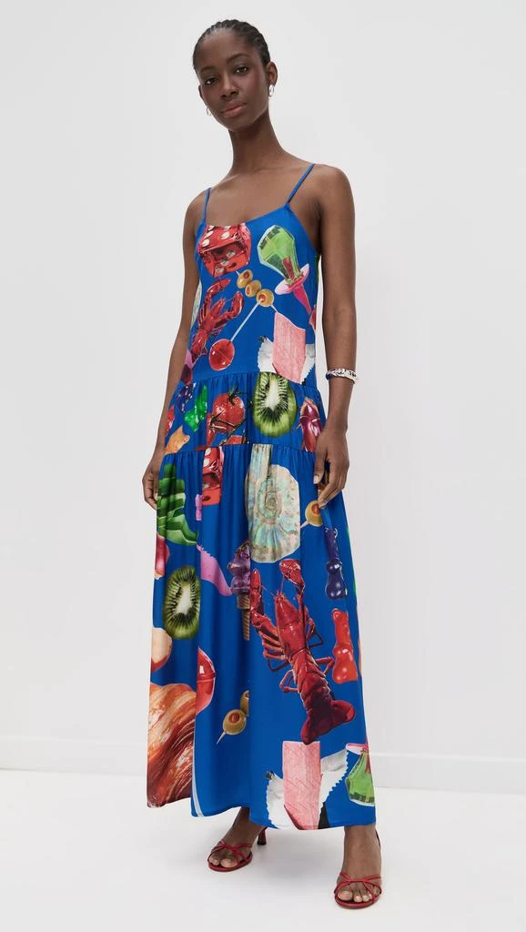 BruceGlen Blue Print Tiered Maxi Dress 6