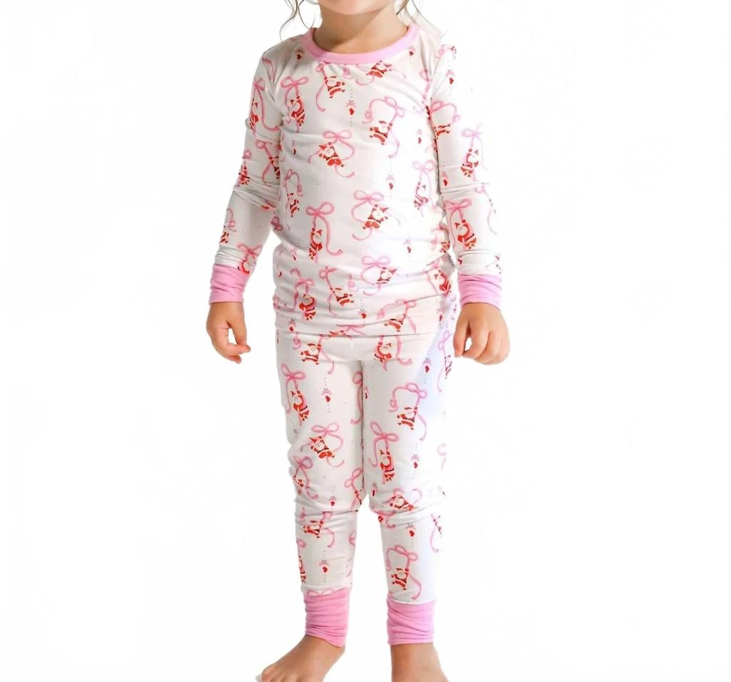 Small Shop Santa Baby Bamboo Pajama Set In Multi