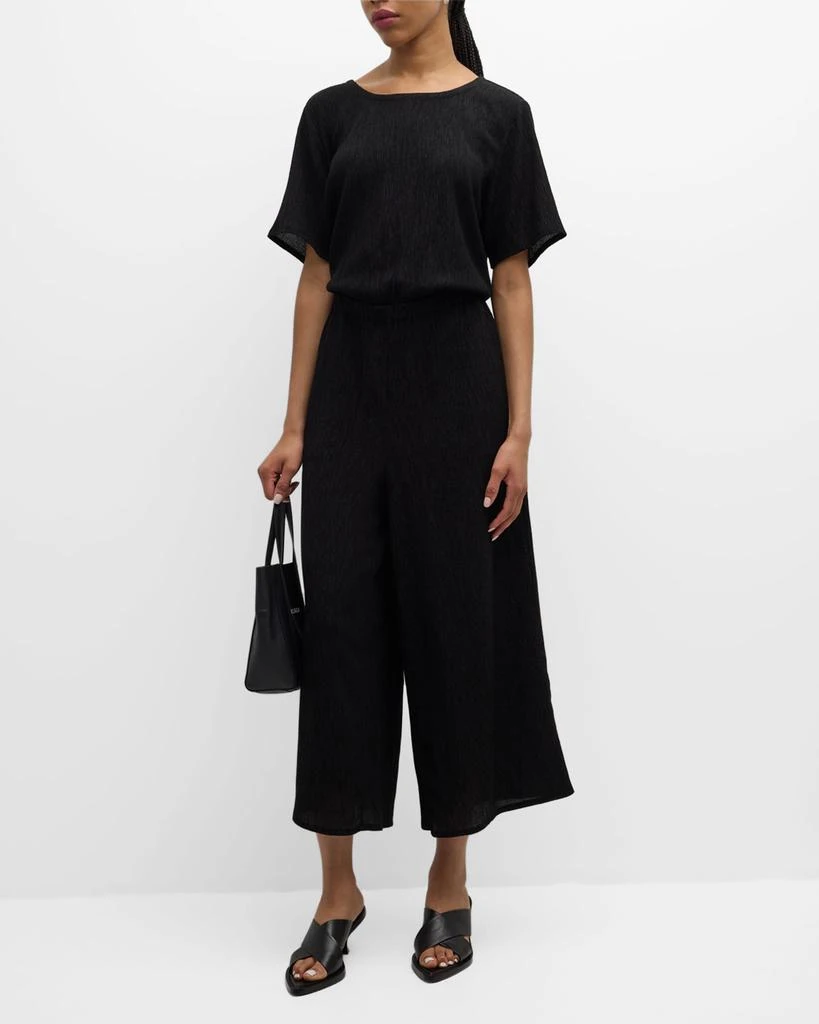 Eileen Fisher Cropped Wide-Leg Crinkled Jumpsuit 2