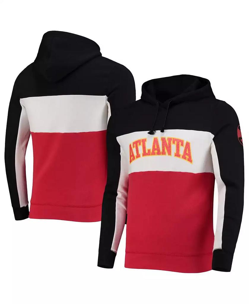 Junk Food Men's Black, White Atlanta Hawks Wordmark Colorblock Fleece Pullover Hoodie