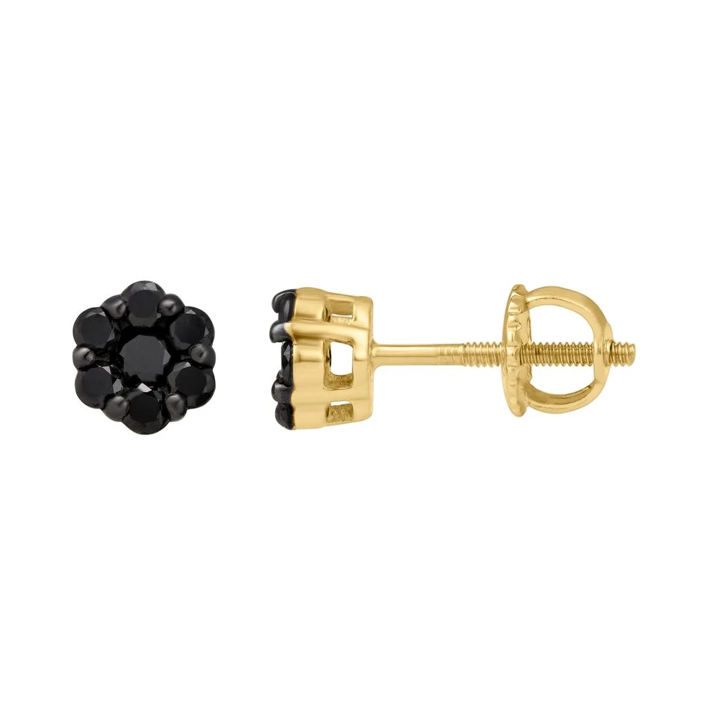 LuvMyJewelry Obsidian 0.35 Cts Black Diamond Cluster Studs 10K Gold Earrings
