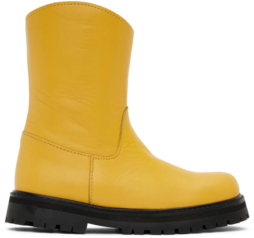M’A Kids Kids Yellow Faux-Leather Ankle Boots