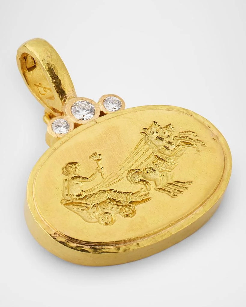 Elizabeth Locke 19K Yellow Gold Horizontal Oval Goddess with Chariot Pendant with Diamonds 3