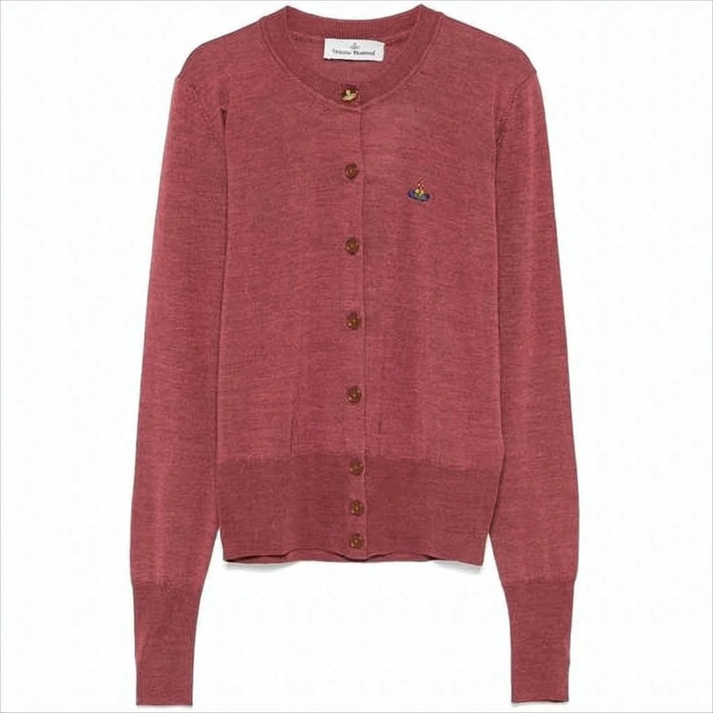 Vivienne Westwood Fitted Red Knit Cardigan with Button Closure