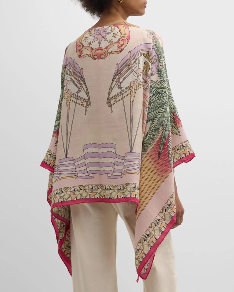 Rani Arabella Miami Pink Print Cashmere-Blend Poncho 6