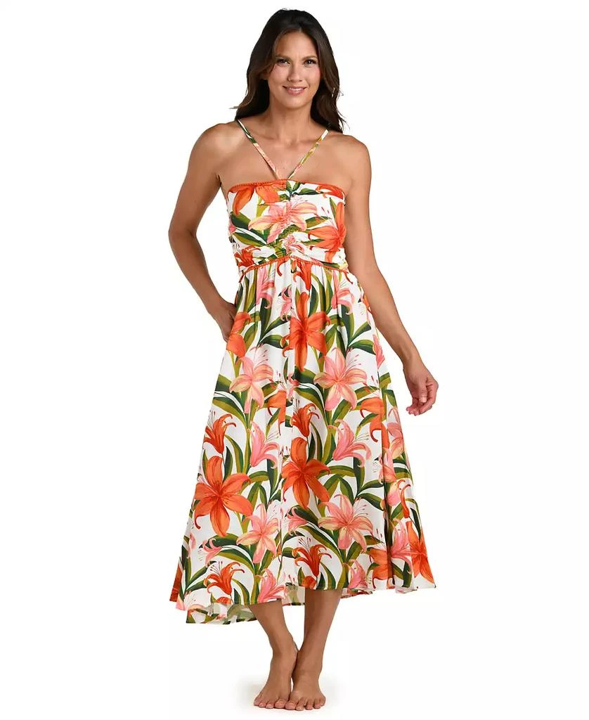 La Blanca Women's Jungle Blossom Lace Up Dress 2