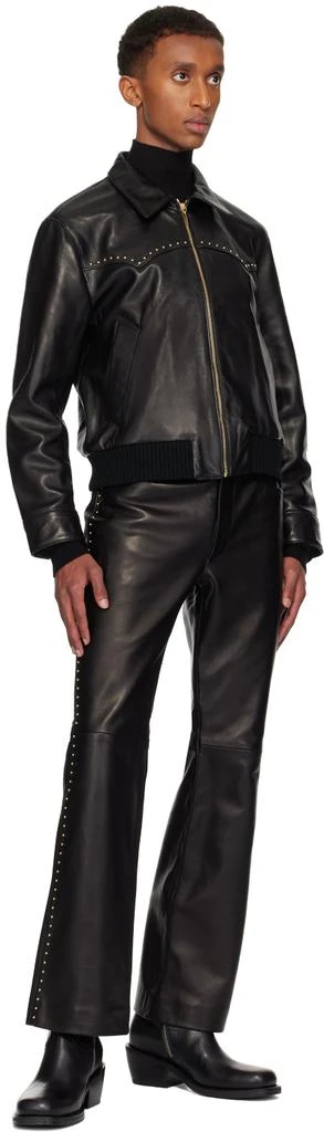 Ernest W. Baker Black Studded Western Harrington Leather Jacket 4
