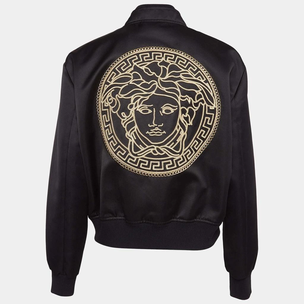Versace Versace Black Medusa Embroidered Satin Bomber Jacket M 2