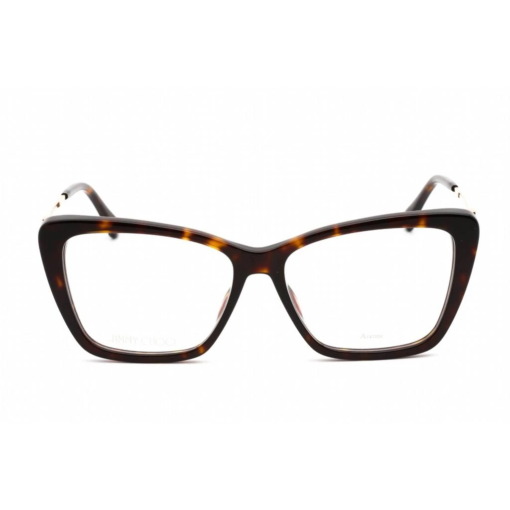 Jimmy Choo Jimmy Choo Women's Eyeglasses - Full Rim Cat Eye Havana Plastic Frame | JC375 0086 00 2