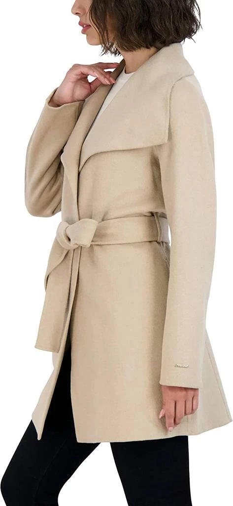 Tahari Womens Ella Jacket Wool Wrap Coat With Tie Belt In Light Beige Ivory 3