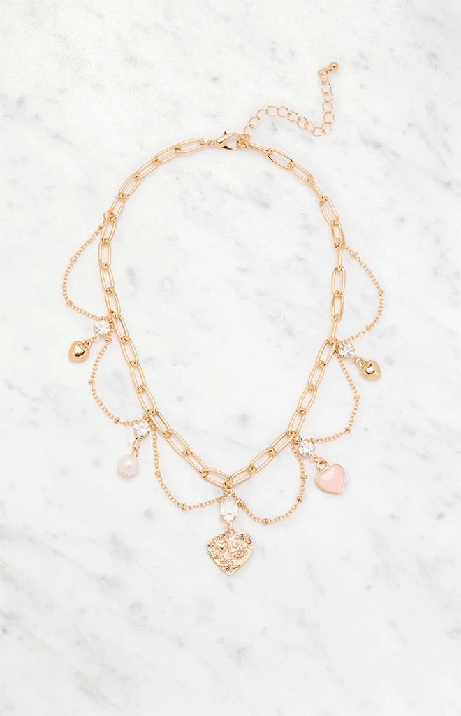 LA Hearts Karina Gold Charm Necklace 1