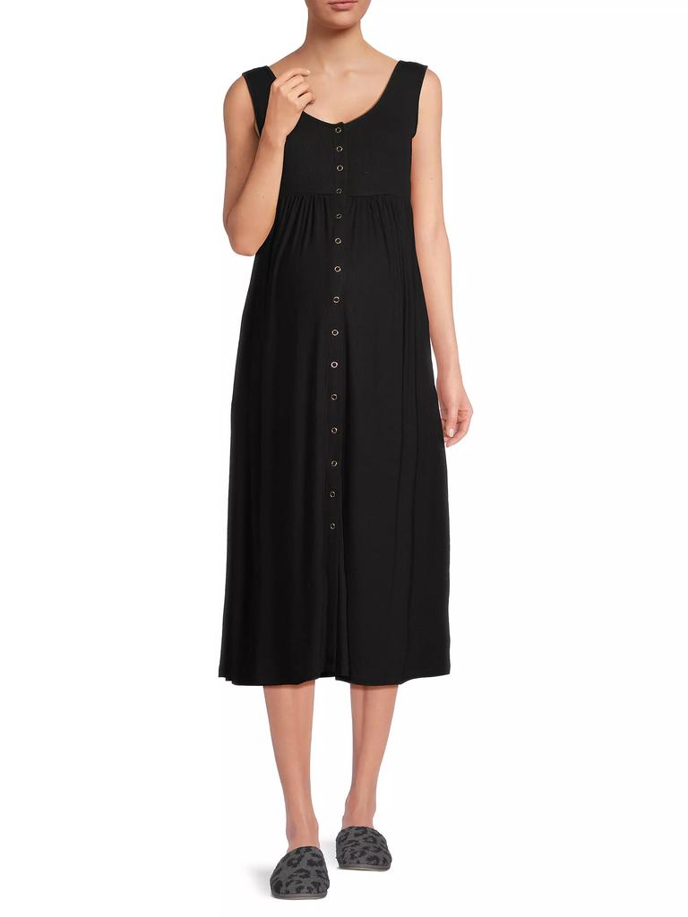 Nom Maternity Rib-Knit Henley Dress