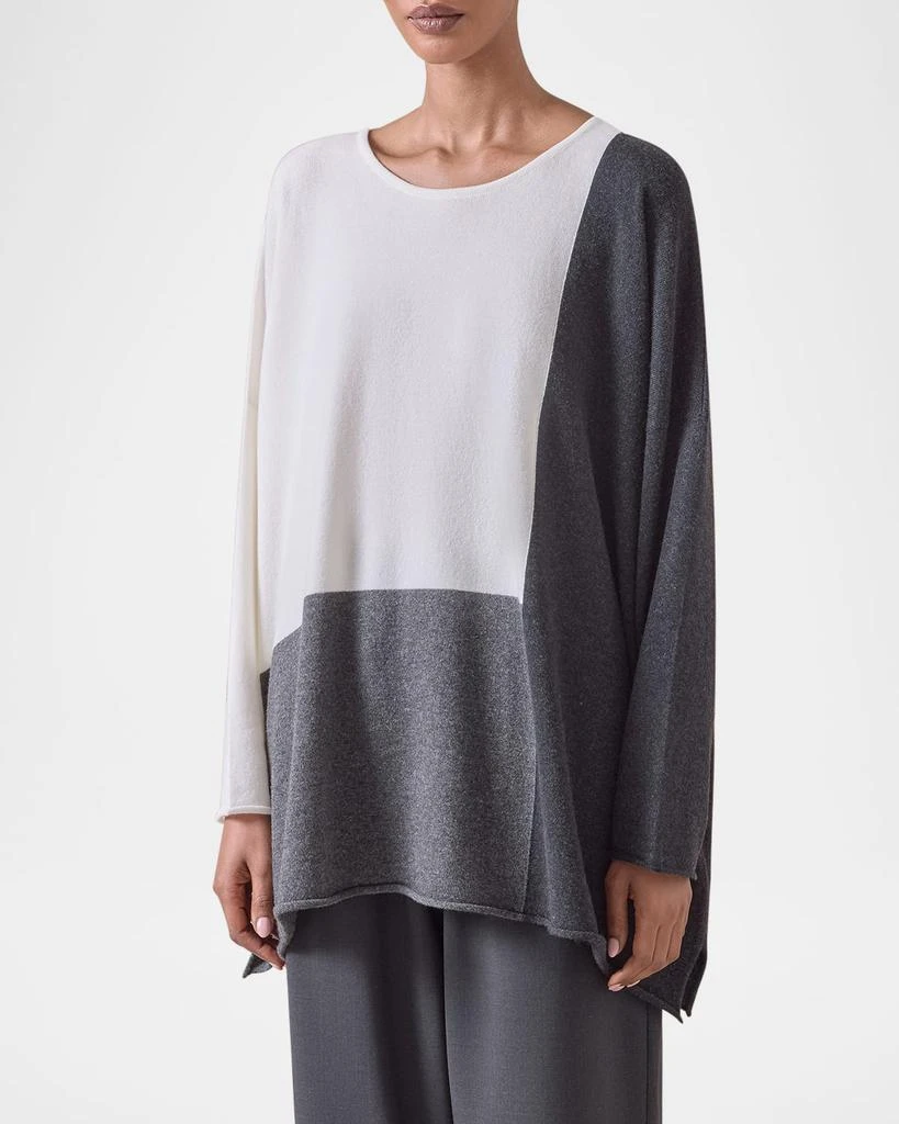 Eskandar Color Block Cashmere Bateau-Neck Sweater (Long Length) 2