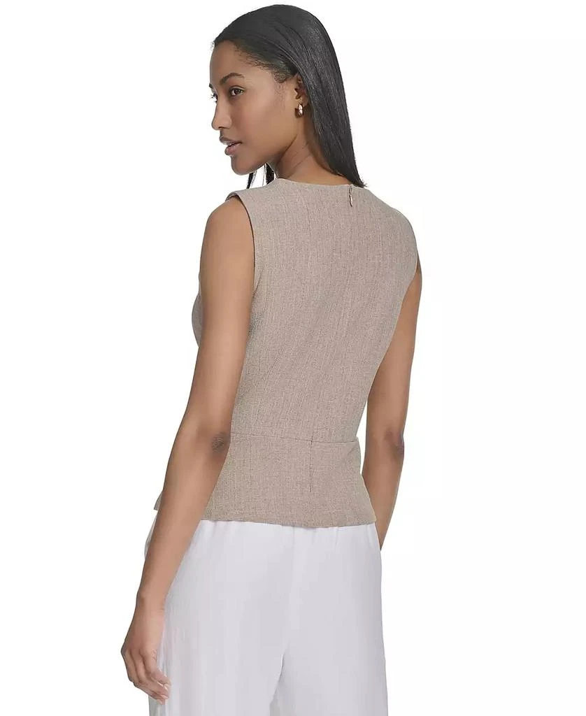 HALSTON Women's Sleeveless Side-Pleat Peplum Top 3