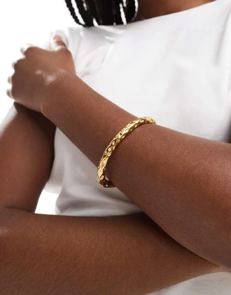 8 Other Reasons 8 Other Reasons 18k gold plated stainless steel hammered bangle bracelet 3