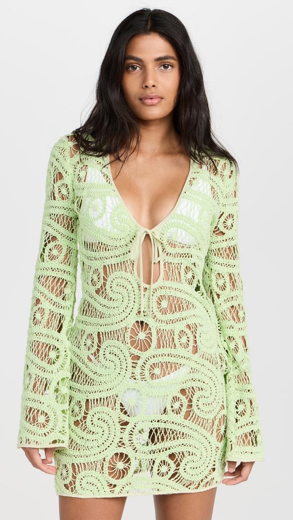 Charina Sarte Paisley Crochet Mini Dress