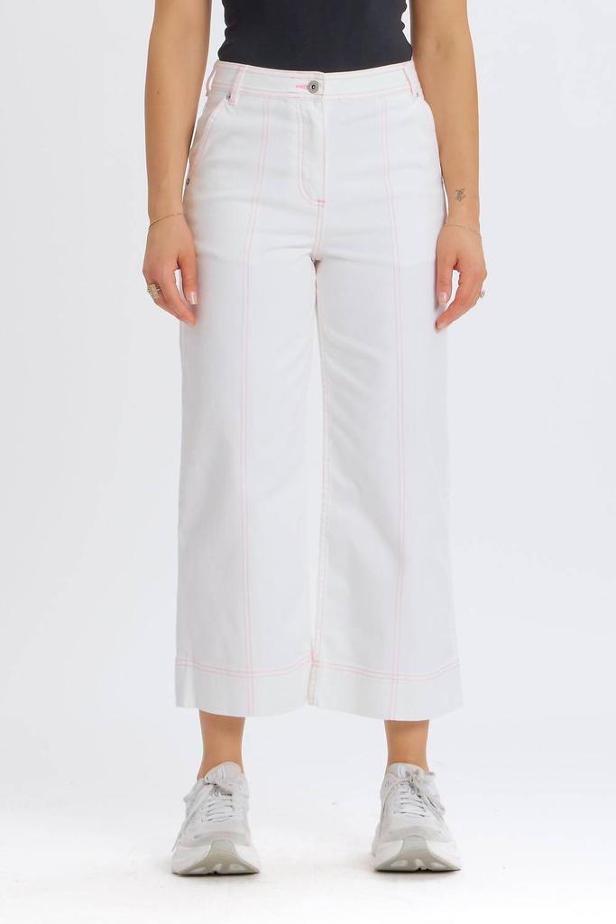 Something Navy Something Navy - Contrast Stitch Cropped Wide Leg Denim Jeans