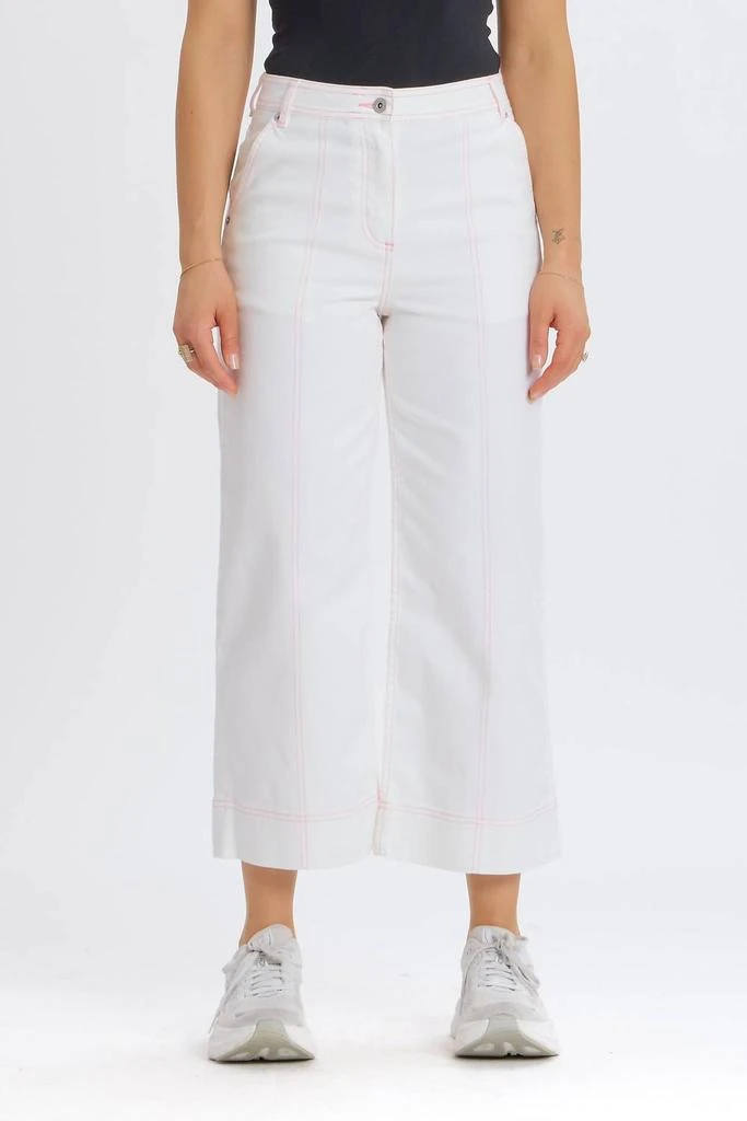 Something Navy Something Navy - Contrast Stitch Cropped Wide Leg Denim Jeans 1