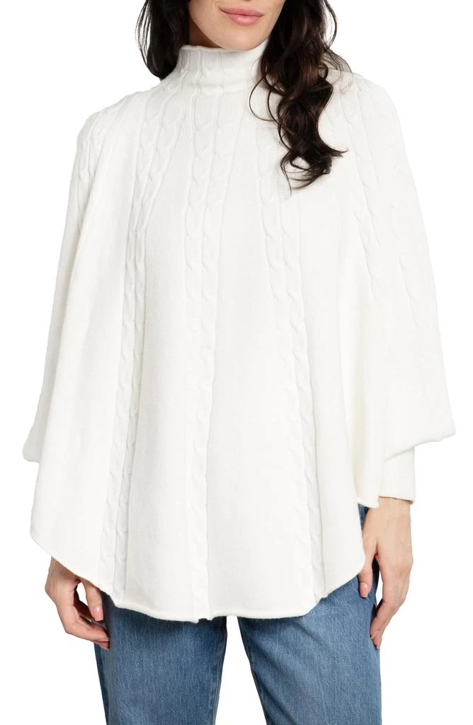SAACHI Batwing Sleeve Cable Knit Poncho Sweater 1