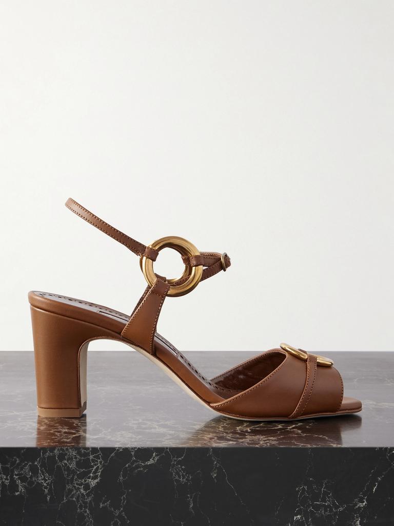 サンダル・ミュール Manolo Blahnik Two-tone leather and mesh Avespamu mules Manolo Blahnik Two-tone Leather And Mesh Avespamu Mules