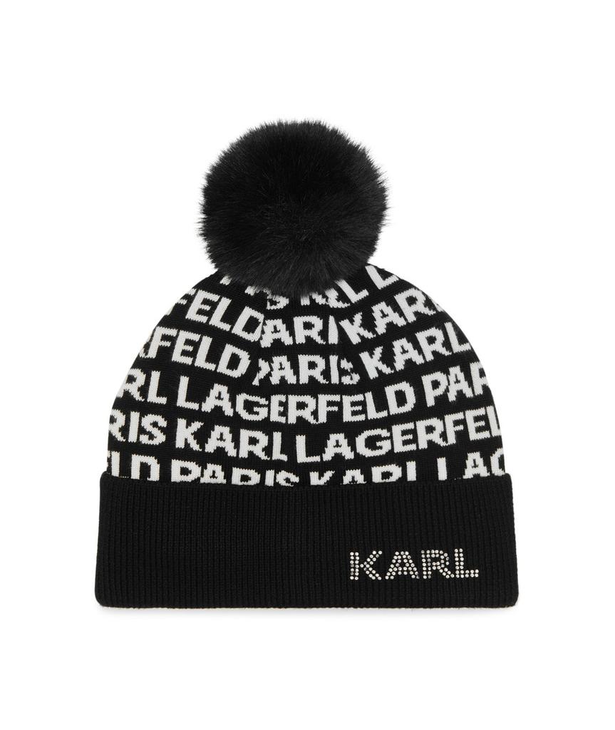 Karl Lagerfeld Paris INTARSIA STUDDED POM HAT