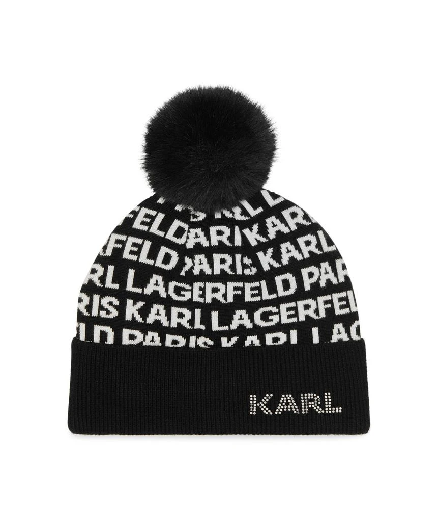 Karl Lagerfeld Paris INTARSIA STUDDED POM HAT 1