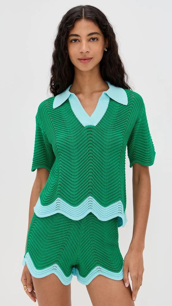 English Factory Scallop Short Sleeve Knit Polo 1