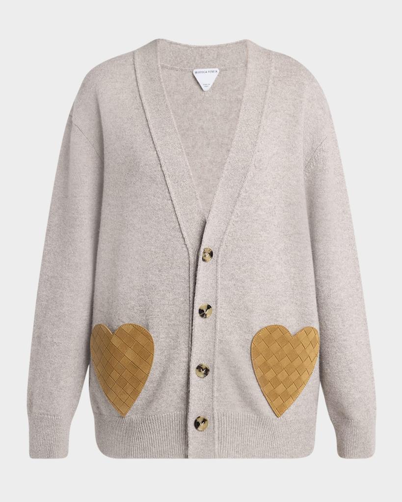 Bottega Veneta Intrecciato Suede Pocket Cashmere Cardigan
