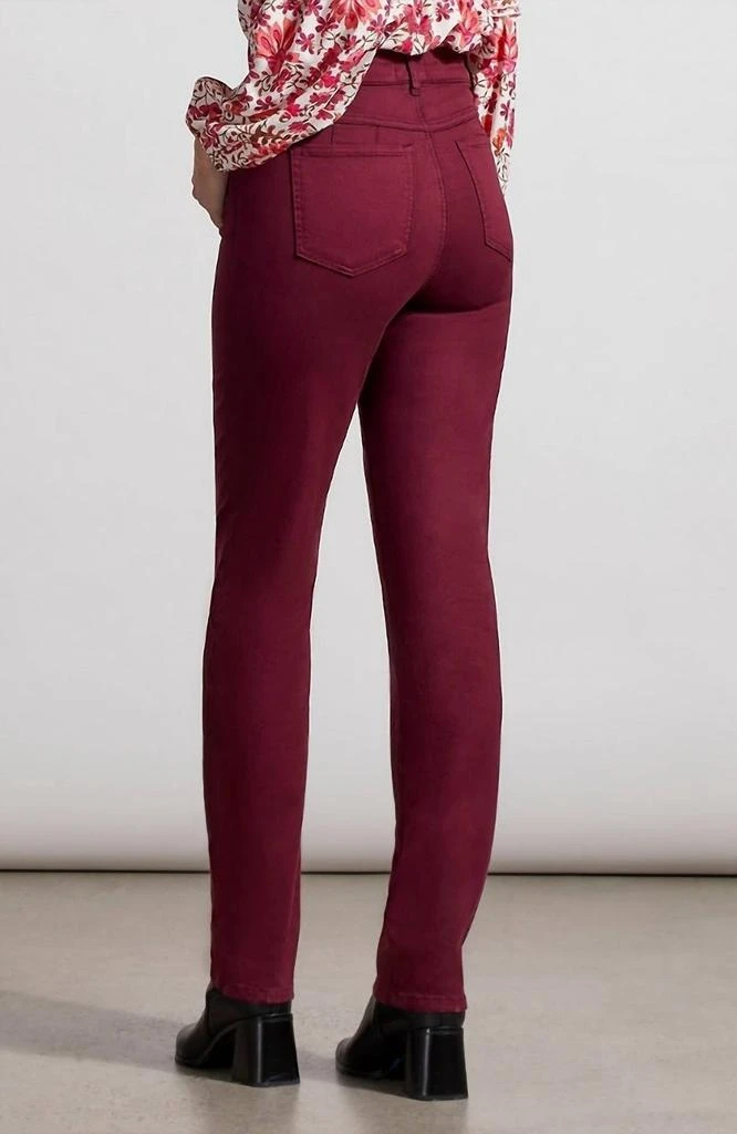 Tribal Sophia 5 Pocket Curvy Straight Jeans In Red Wine 2